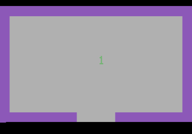 Adventure's game select screen: a purple-walled room showing the game number 1
