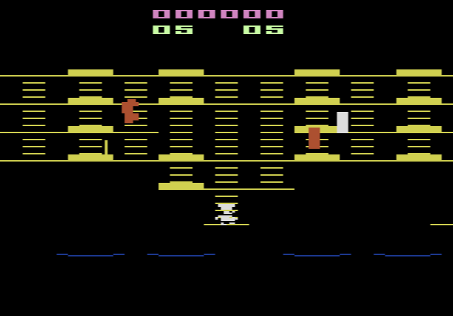 M Network's BurgerTime: the chef running along platforms and ladders while hot dogs and eggs chase him