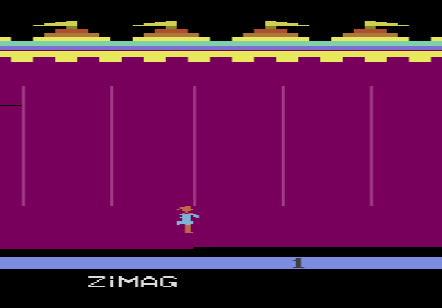 Juggler spinning plates on poles in Dishaster, the NTSC release of Dancing Plate
