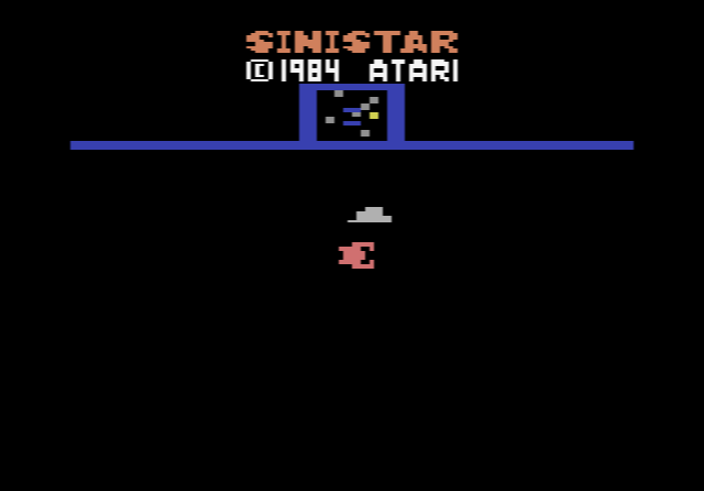 Sinistar prototype on the Atari 2600: the player's ship among asteroids and worker ships in deep space
