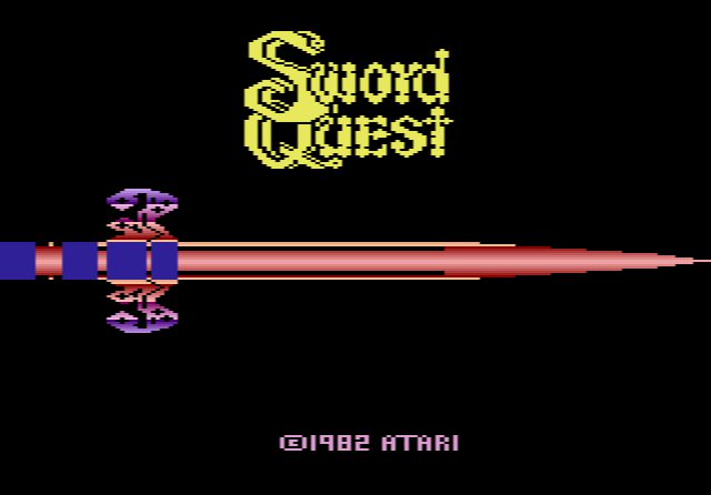 The Swordquest title screen with a large sword across the middle