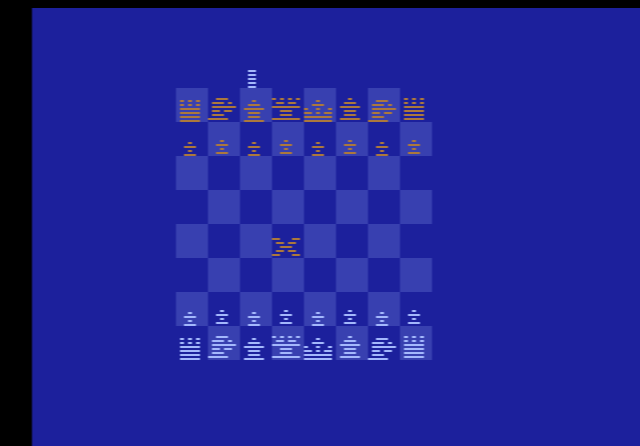 The Video Chess board with the pieces in their starting positions